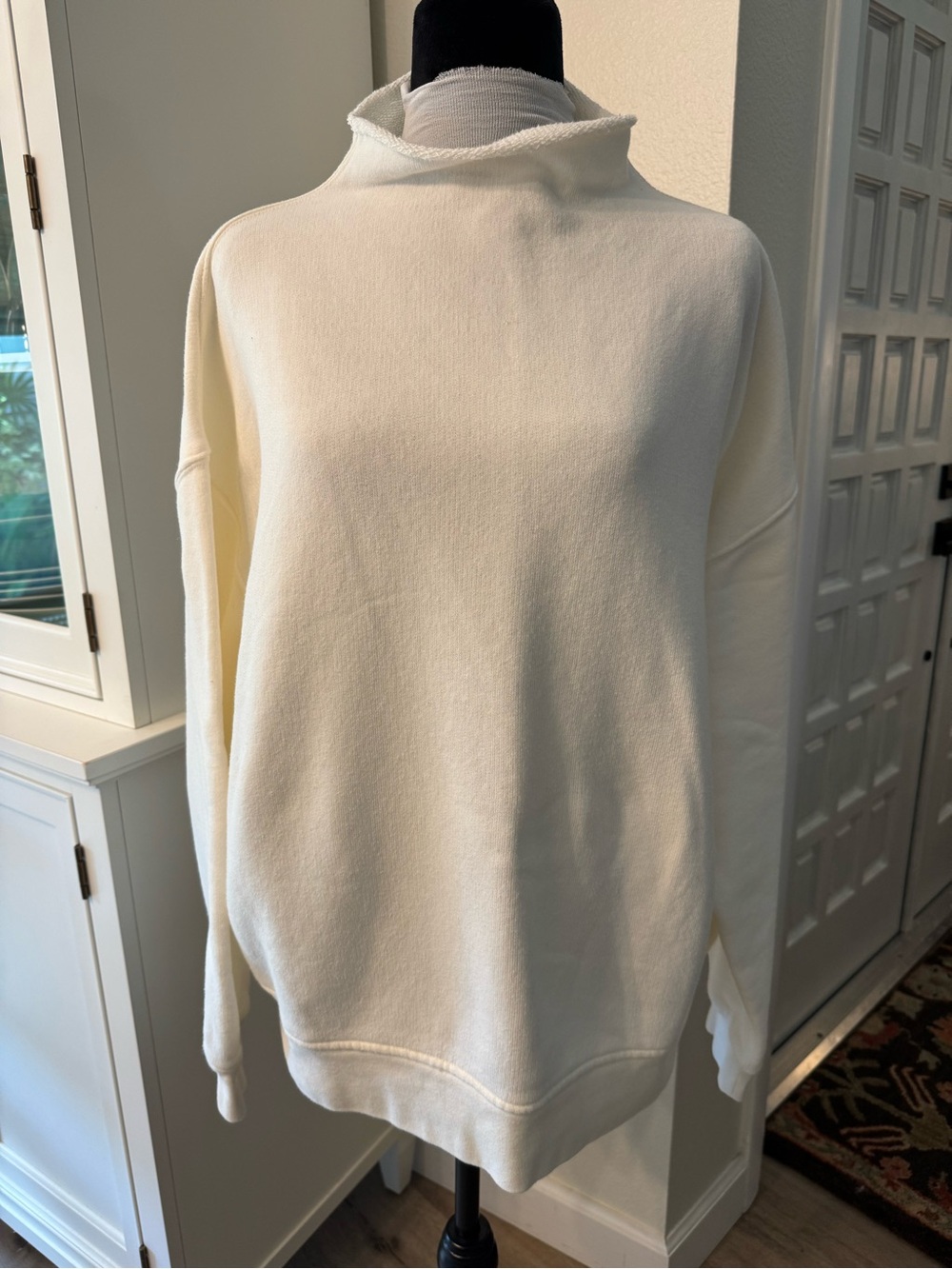 J Crew Women's Cream Roll Neck Sweatshirt